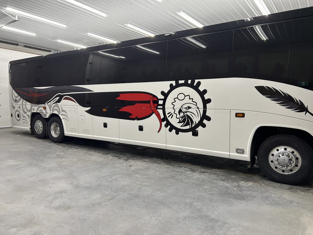 Coach bus graphics installed by Ledion
